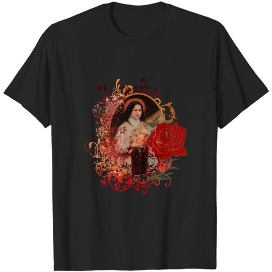 St Therese of Lisieux Rose The Little Flower Catholic T-Shirt