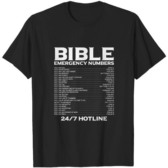 Bible Emergency Numbers Funny Hotline Christian Gift T-Shirt