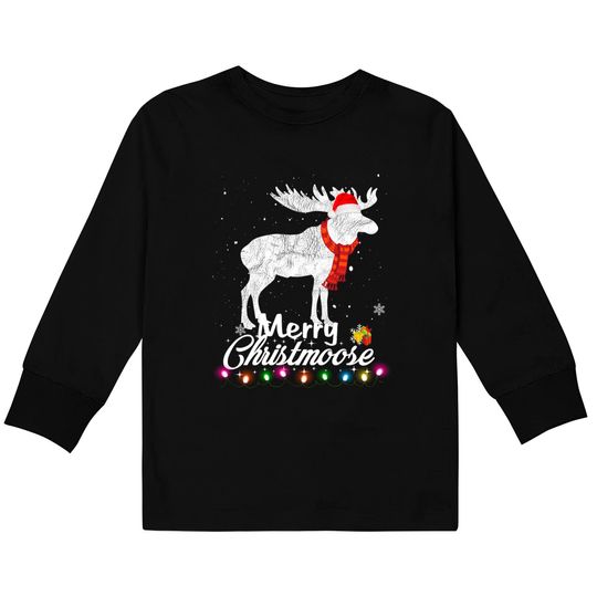 Merry Christmoose: Funny Christmas Moose Pajama Kids Long Sleeve T-Shirt