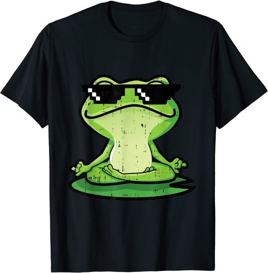 Kawaii Frog Yoga Cartoon Meditation Funny Animal Lover Gifts T-Shirt