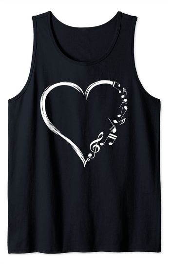 Music Notes Heart Tank Top Music Frequency Cute