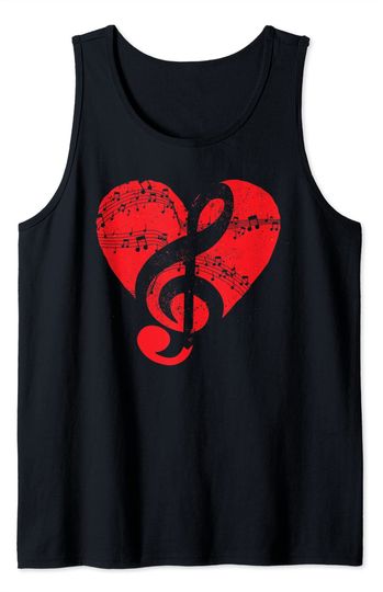 Music Notes Heart Tank Top Musician Music Lover Treble Clef Heart Music Notes Music