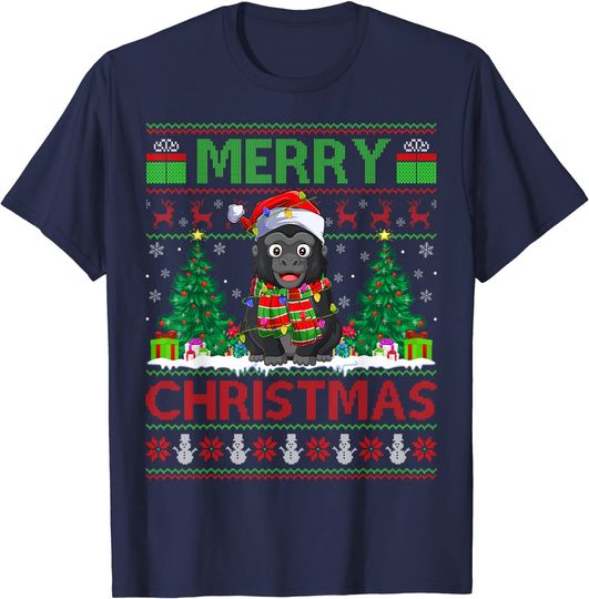 Funny Gorilla T-shirt Gorilla Lover Xmas Lighting Santa Ugly Gorilla Christmas