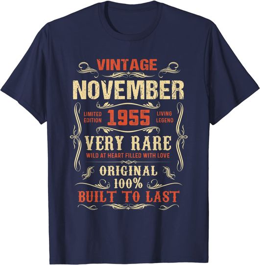 66 Year Old 66th Birthday Gifts Vintage November 1955 T-Shirt