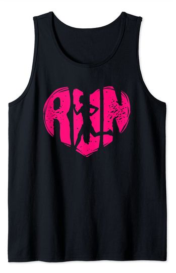'Love Running' Pink Heart Silhouette for Runners Tank Top