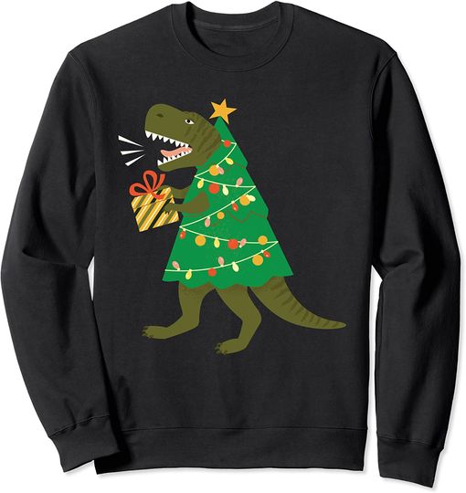 T-Rex Christmas Tree Funny Dinosaur X-Mas Holiday Boys Girls Sweatshirt