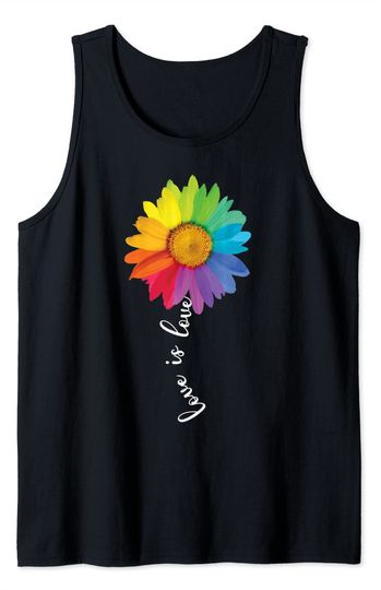 Love Is Love Rainbow Sunflower LGBT Gay Lesbian Pride Gifts Tank Top
