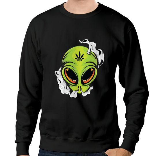 Smoking Alien Cannabis Leaf Weed Classic Sweatshirts