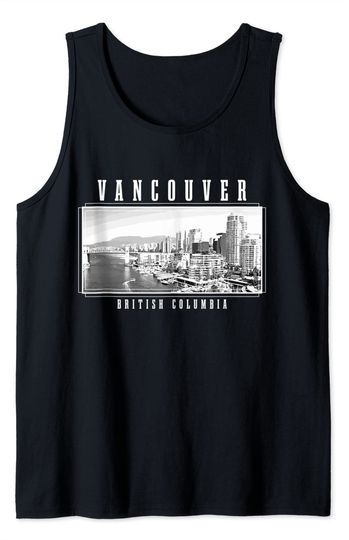 Vancouver British Columbia Canada Vintage Canadian Skyline Tank Top