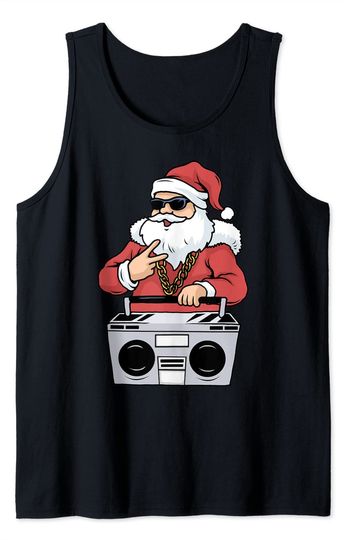 Gangster Tank Top Hip Hop Santa Claus Gangster Christmas Ghettoblaster