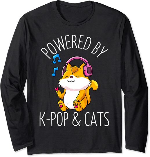 K-Pop Cats Anime Kawaii Cat Neko Cute Kpop Gift Teen Girls Long Sleeve T-Shirt
