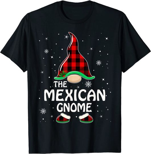 Mexican Gnome Buffalo Plaid Matching Family Christmas Pajama T-Shirt