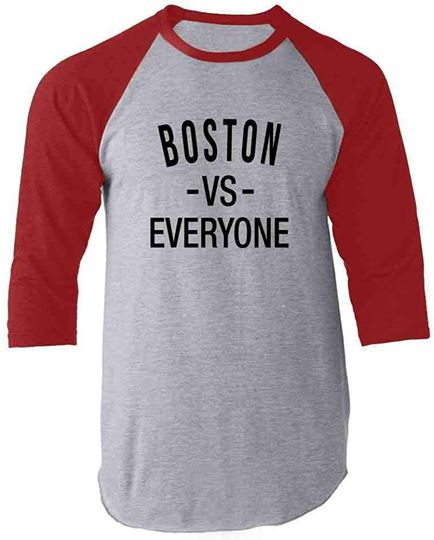 Boston vs Everyone New England Sports Fan Raglan Baseball Tee