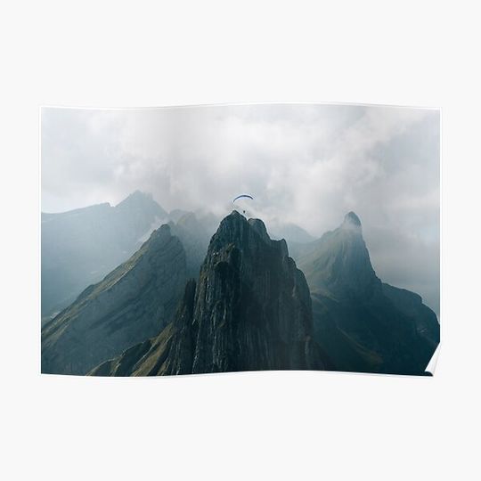 Flying Mountain Explorer - Landscape Photography Premium Matte Vertical Poster