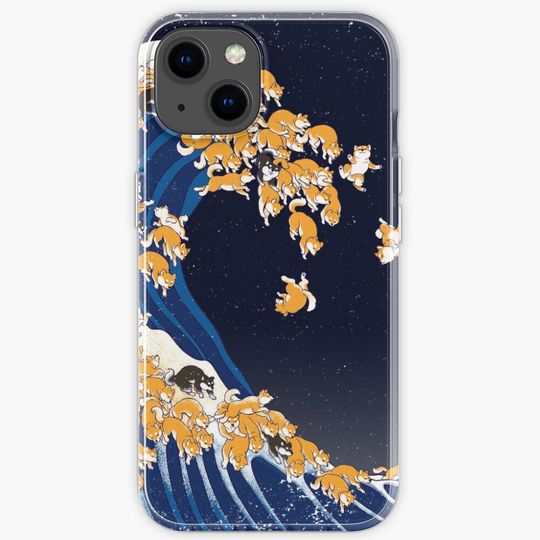 Shiba Inu The Great Wave in Night iPhone Case