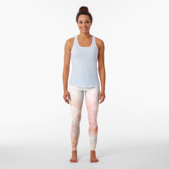 Frozen Pink and Gold Ombre Marble Pattern Leggings