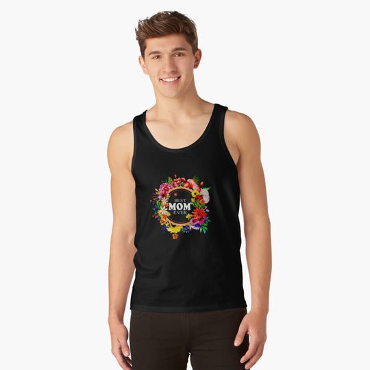 Best Mom Ever Circle Floral Tank Top