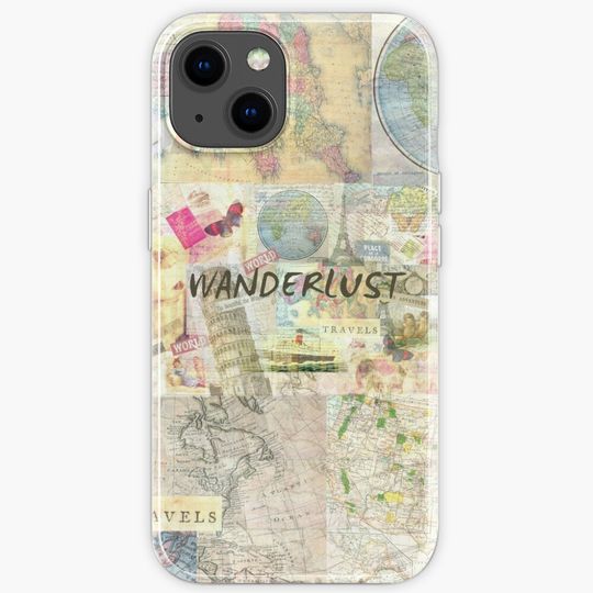 Wanderlust travel art quote iPhone Case