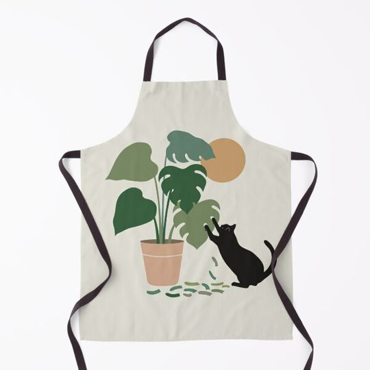 Cat and Plant 13: The Making of Monstera Kitchen Apron