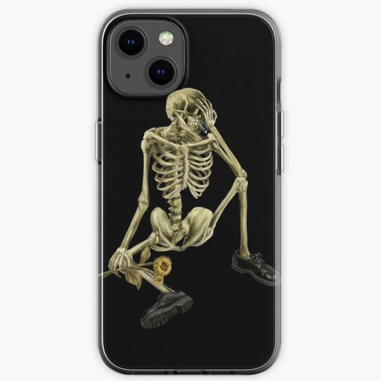Vincent Van Gogh’s “Skull of a Skeleton with Burning Cigarette“ With Doc Martens, Sunflower iPhone Case