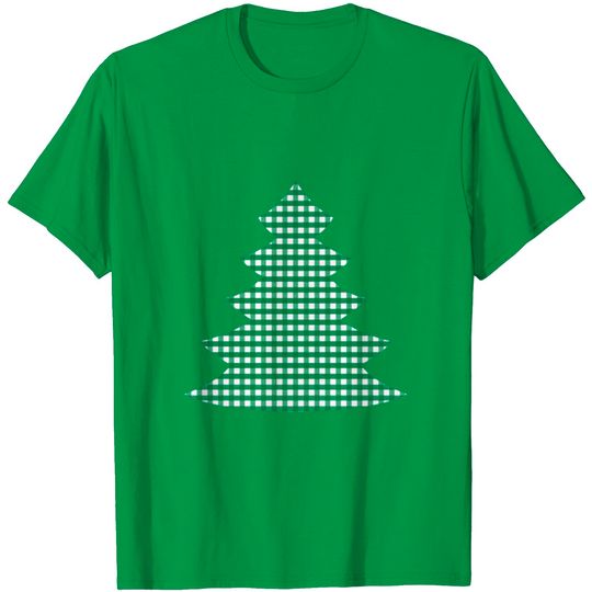 Christmas Tree Hatched Checkered T Shirt