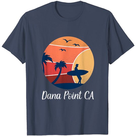 Dana Point California CA Vintage T-Shirt Surfing Sunset