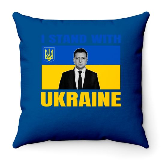 Zelensky President I Stand With Ukraine Support UKrainians Throw Pillows