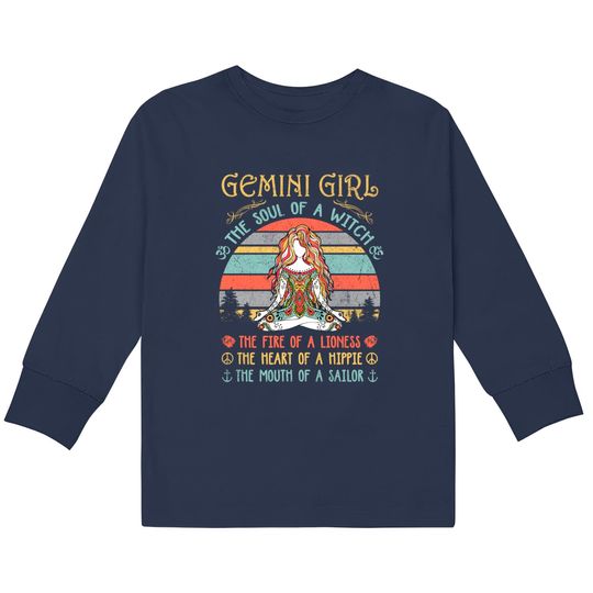 Gemini Girl The Soul Of A Witch Vintage Birthday  Kids Long Sleeve T-Shirts