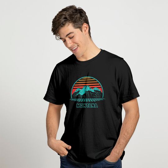 Montana Retro Mountain Hiking 80s Style T-Shirt