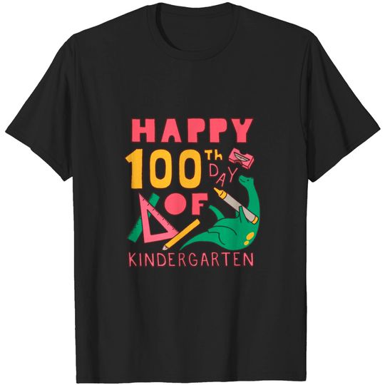 Happy 100th Day Of Kindergarten With Dinosaur T Shirt