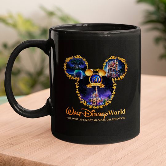 Disney Walt Magic World 50th Anniversary Mugs, Disneyworld Matching Family Mugs