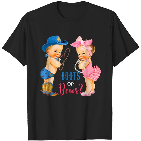 Cute Boots or Bows Gender Reveal Party T-Shirts