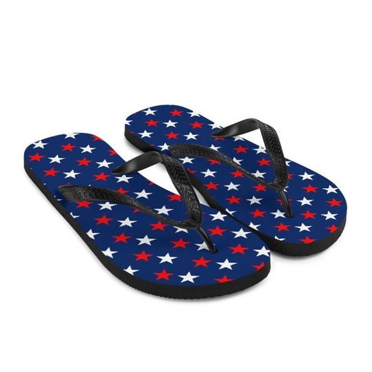 Unisex Slippers, Patriotic Stars, Flip Flops, July 4th Design