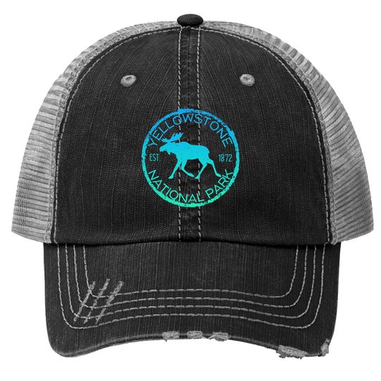 Moose Design Yellowstone National Park Souvenir Hiker's Trucker Hat