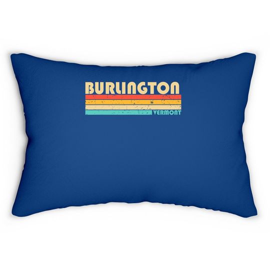 Burlington Vermont Funny City Home Roots Retro 70s 80s Lumbar Pillow