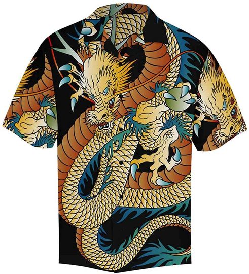Men's Casual Japanese Dragon Hawaiian Shirt