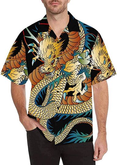 Men's Casual Japanese Dragon Hawaiian Shirt