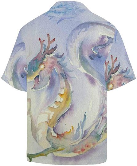 Men's Casual Watercolor Chinese Dragon Hawaiian Shirt