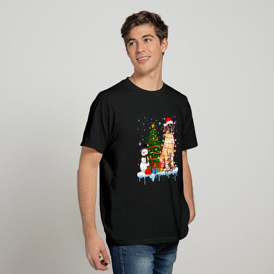 Great Dane Dog Santa Lights Hat In Snow Christmas T-Shirt
