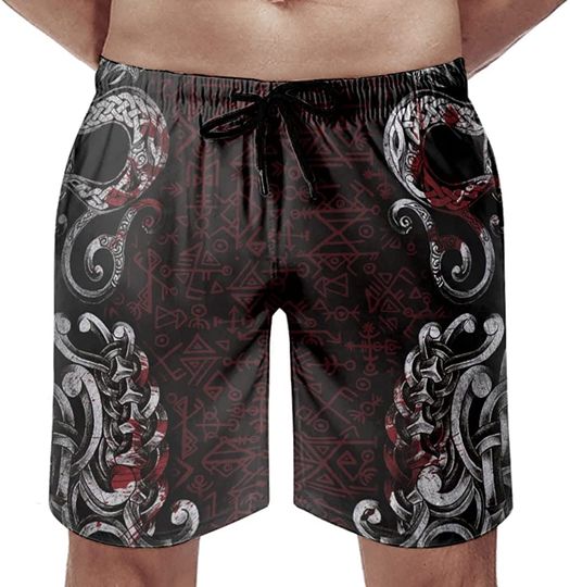 Men's Beach Shorts Viking Fathurk Dragon Knot Print Psychedelic Men Shorts