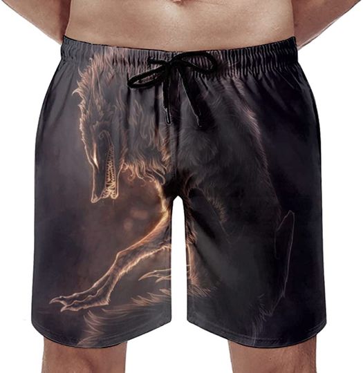 Men's Swim Shorts Viking Fenrir Wolf Print Summer Men Shorts