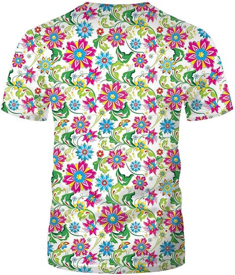 Men Women Floral Tshirt 3D Print Beach Novelty Short Sleeve Tops