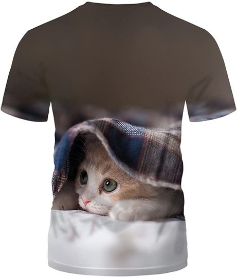 Hisayhe Unisex 3D Cute Cat Graphic Tshirt Summer Fashion Short Sleeve T Shirts