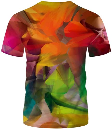 Unisex Art Abstract Colorful Pattern 3D Geometry Graphic Printed Tops Tees Casual Short Sleeve T Shirts for Men Women