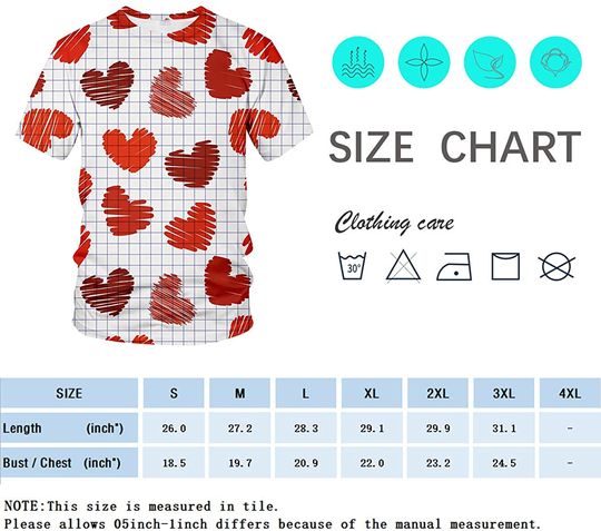 Love Heart Pattern 3D Printed Tops Tees Casual Short Sleeve T Shirts for Men Women