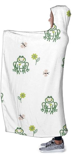 Cute Frogs Hooded Blanket Micro Wool Cloak Plush Comfortable Hooded Youth Adult