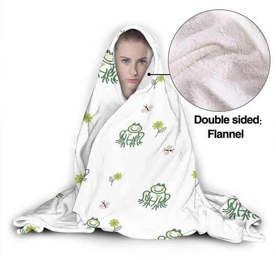 Cute Frogs Hooded Blanket Micro Wool Cloak Plush Comfortable Hooded Youth Adult