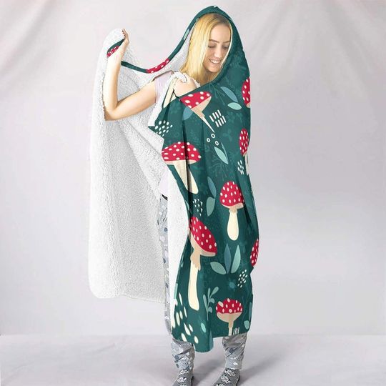 Mushroom Hooded Blanket Wearable Oversized Soft Blanket for Kids&Adults for Travel Gifts