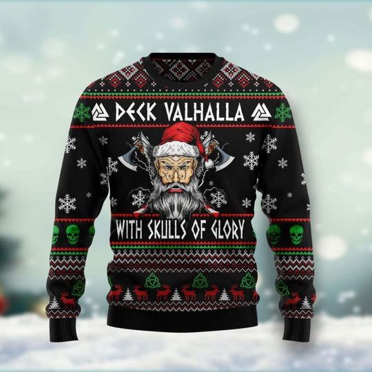 Viking FA La La Teal Ugly Christmas Style Sweatshirt