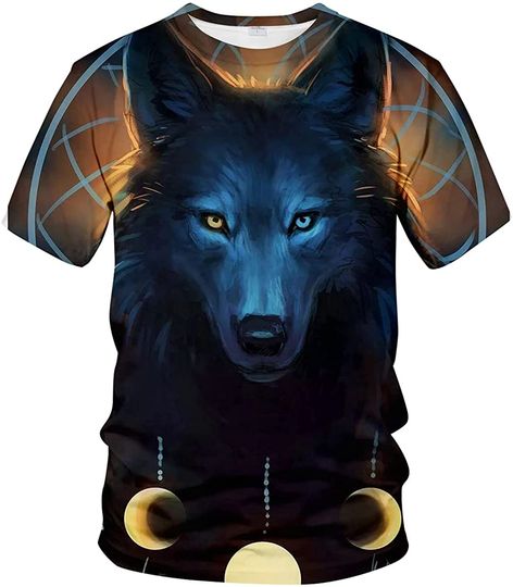 Unisex Fashion Animal Graphic Tshirt 3D Wolf Adult Short Sleeve Top Tees